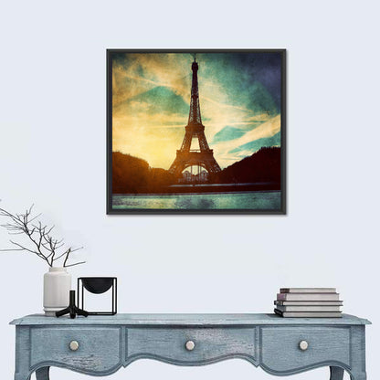Eiffel Tower Sunset Reflection Wall Art