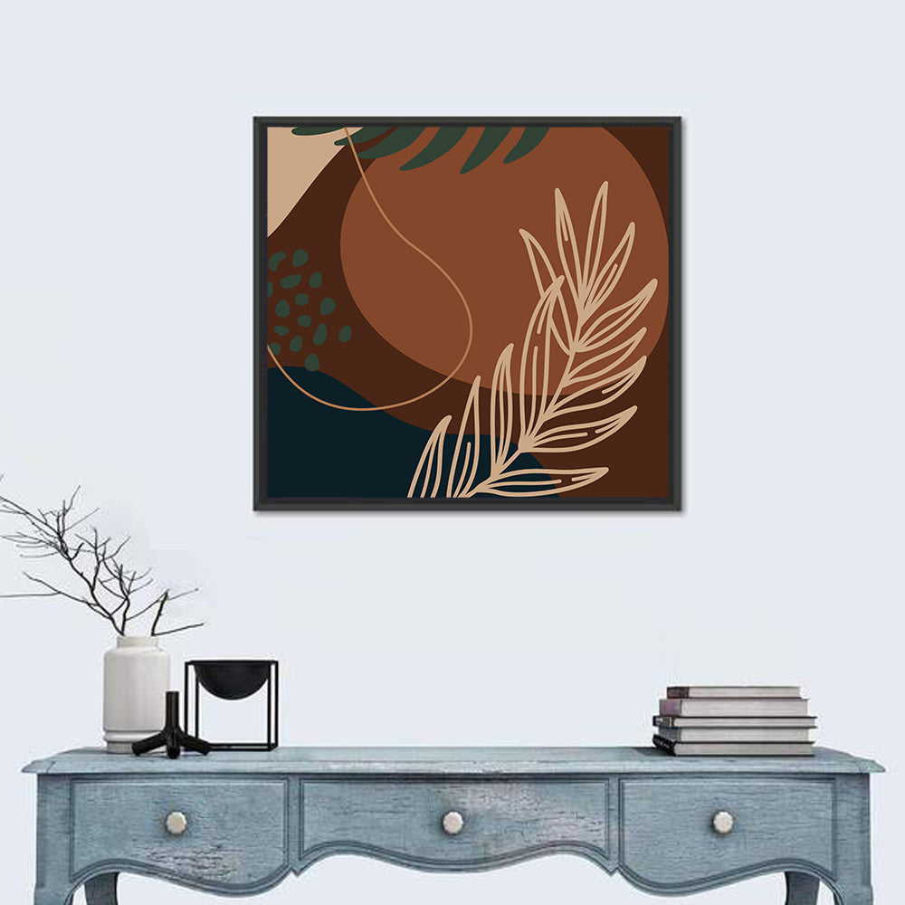 Brown Geometric Palm Leaf Wall Art