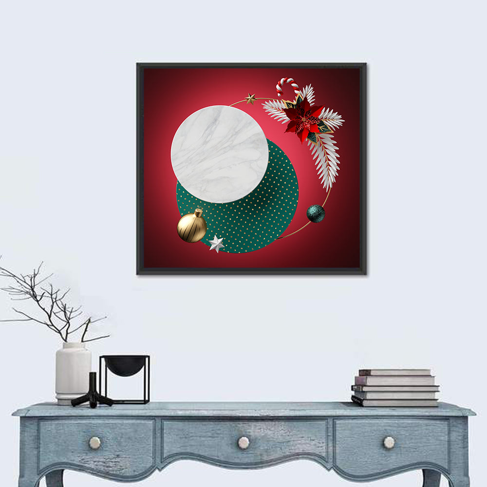 3d Christmas Abstract Wall Art in a room, square