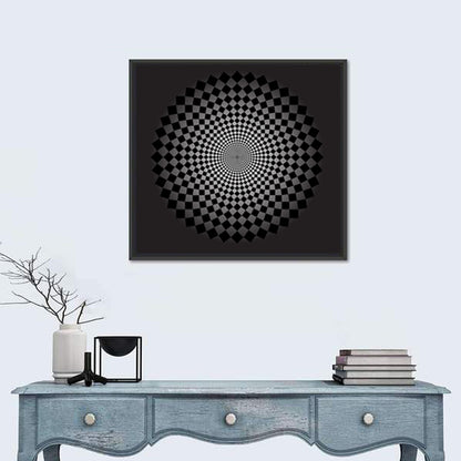 Monochrome Checkerboard Spiral Wall Art