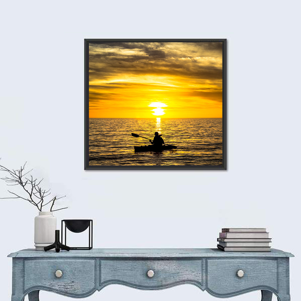 Kayaker at Golden Sunset Wall Art