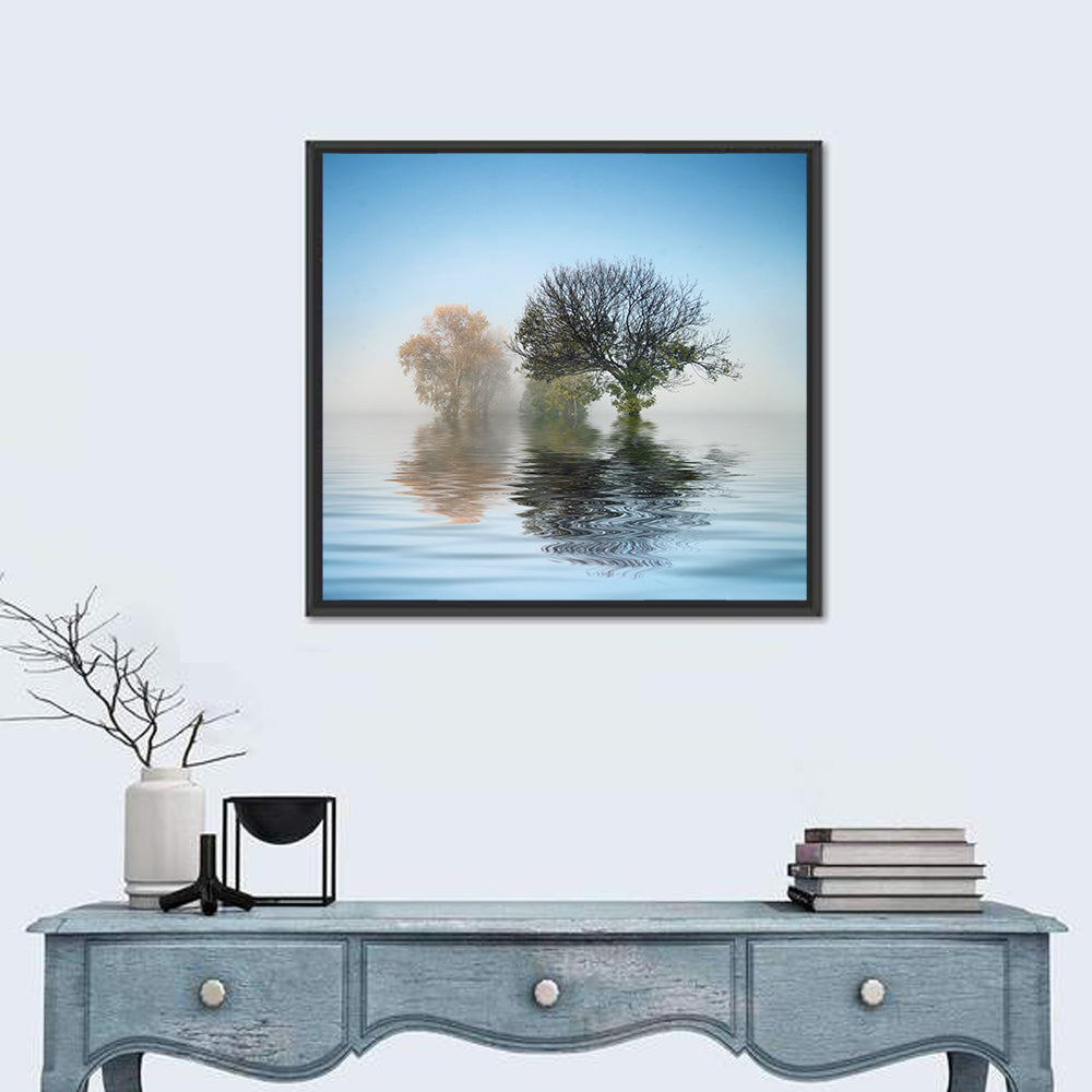 Misty Lake Reflection Wall Art