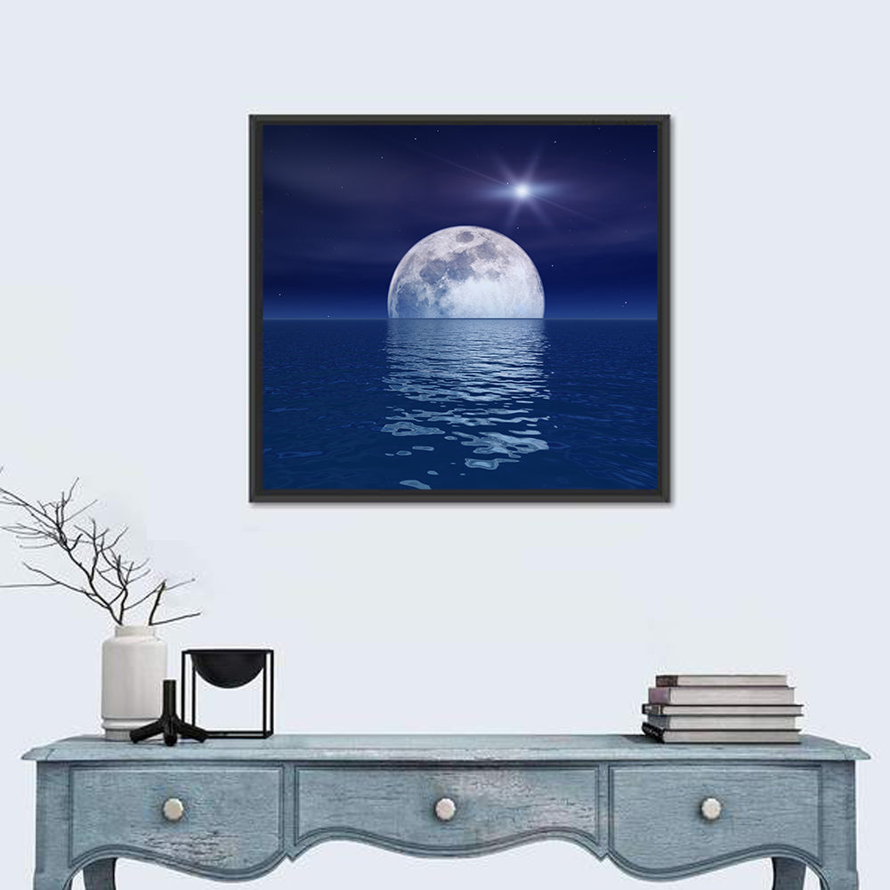 Quasar Star Over Moonlit Sea Wall Art