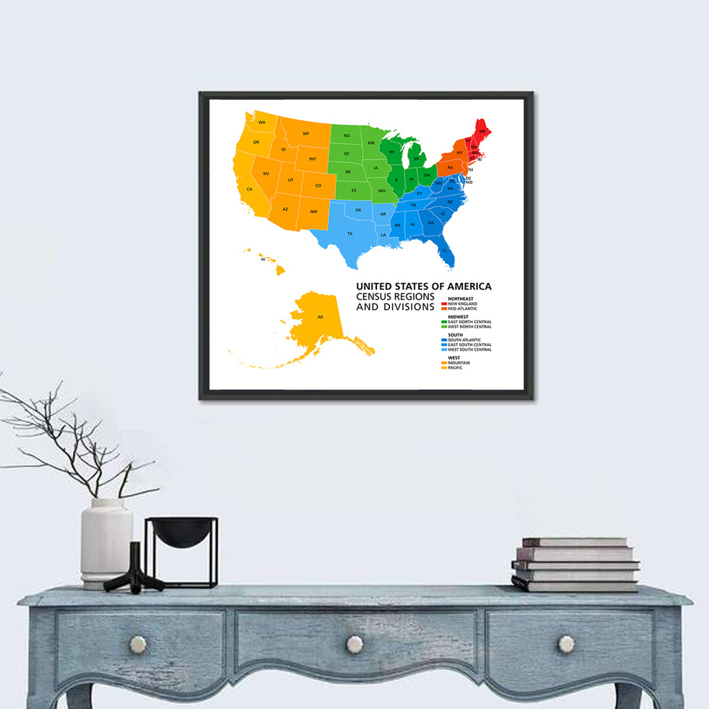 United States Political Map Wall Art