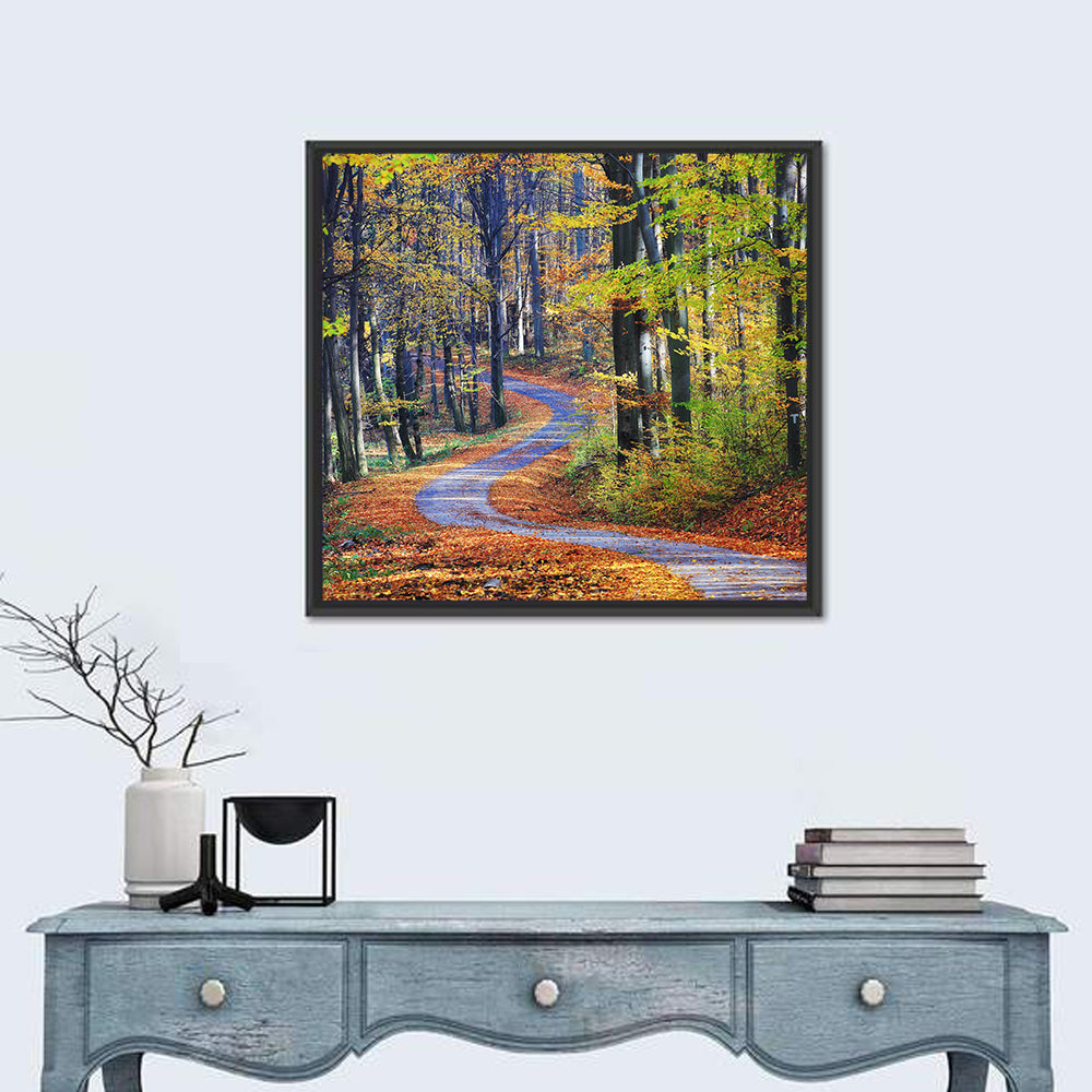Winding Autumn Forest Path Wall Art