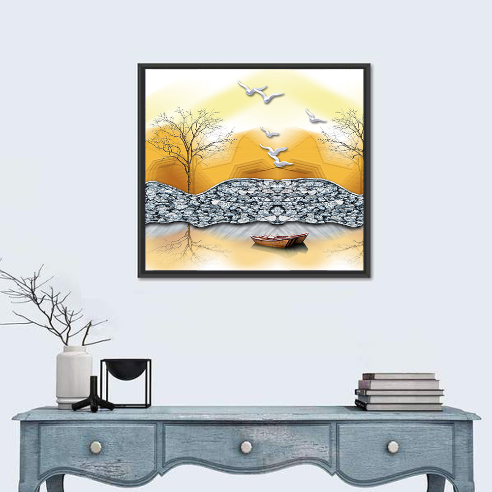 Lake Forest Reflection Wall Art in a room, square