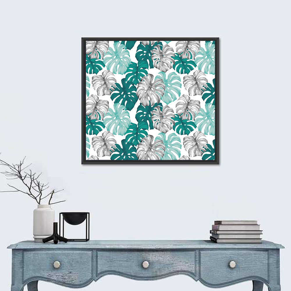 Seamless Monstera Leaf Pattern Wall Art