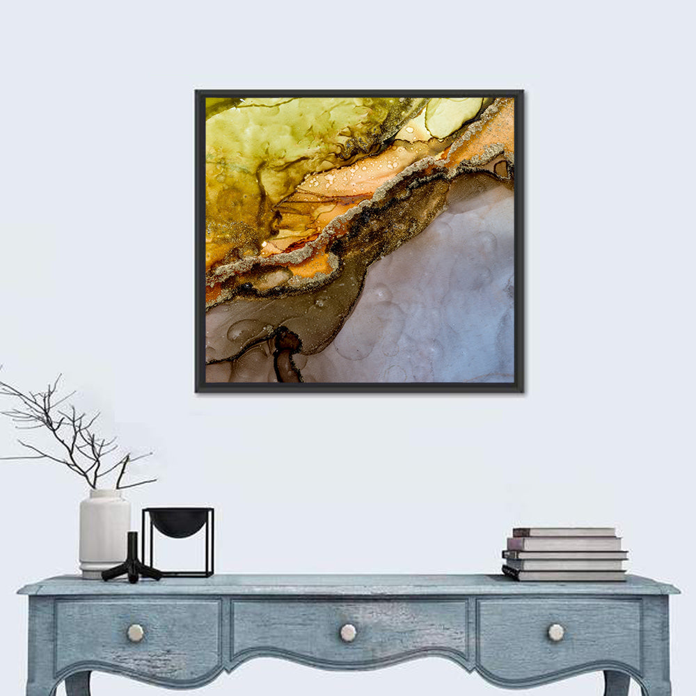 Glittering Vein Alcohol Ink Abstract Wall Art