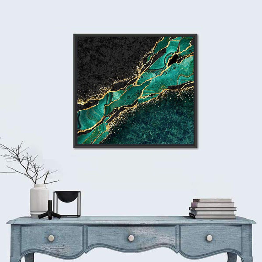 Malachite Marble with Gold Vein Wall Art