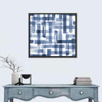 Indigo Brushstrokes Grid Wall Art