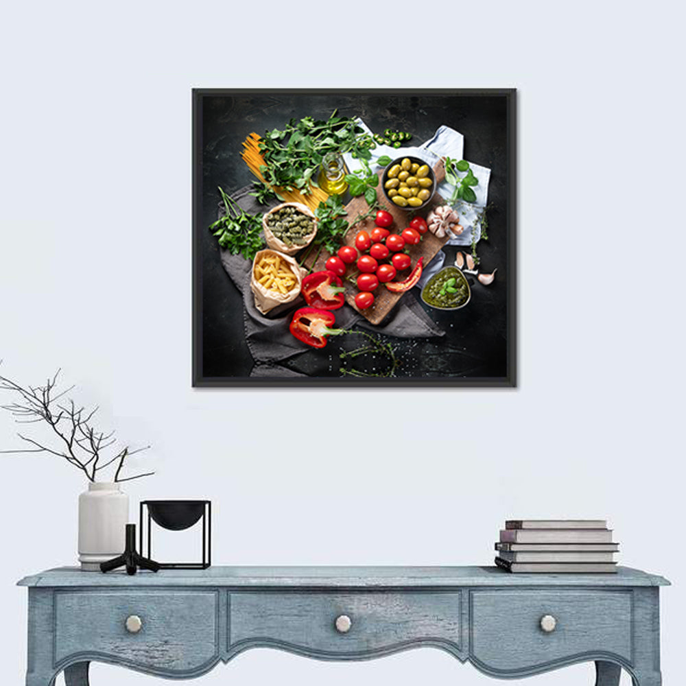 Italian Ingredients Flat Lay Wall Art