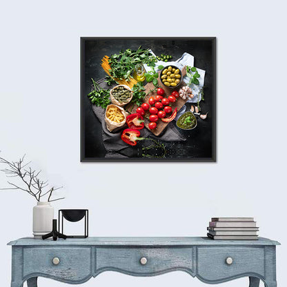 Italian Ingredients Flat Lay Wall Art