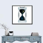 Hand Drawn Hourglass with Moth Wall Art