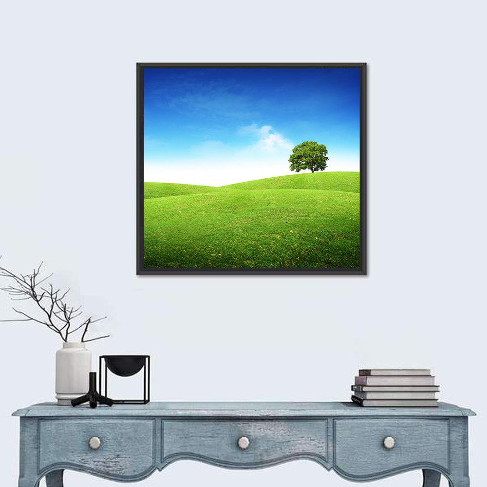 Lone Tree on Rolling Green Hill Wall Art