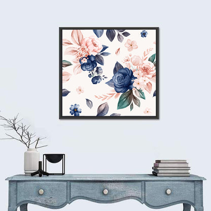 Peach Watercolor Rose Pattern Wall Art