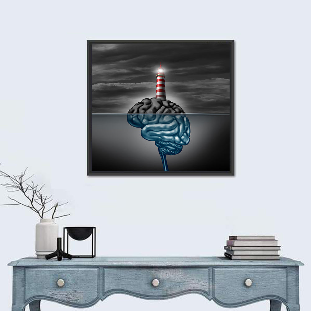 Surreal Brain Lighthouse Wall Art