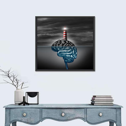 Surreal Brain Lighthouse Wall Art