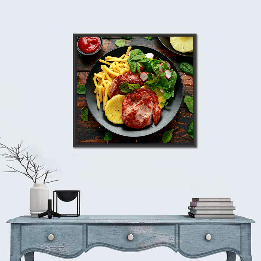 Gammon Steak with Fries and Pineapple Wall Art
