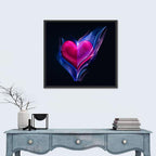 Glowing Pink Heart in Blue Flame Wall Art