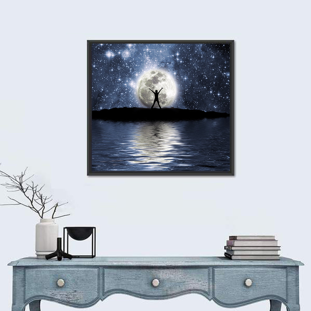 Silhouette Before Full Moon Wall Art