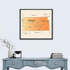 Kansas State Map Wall Art