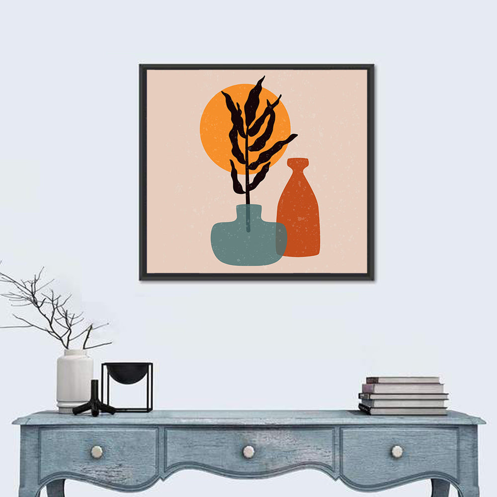 Terracotta Sun Floral Vase Wall Art