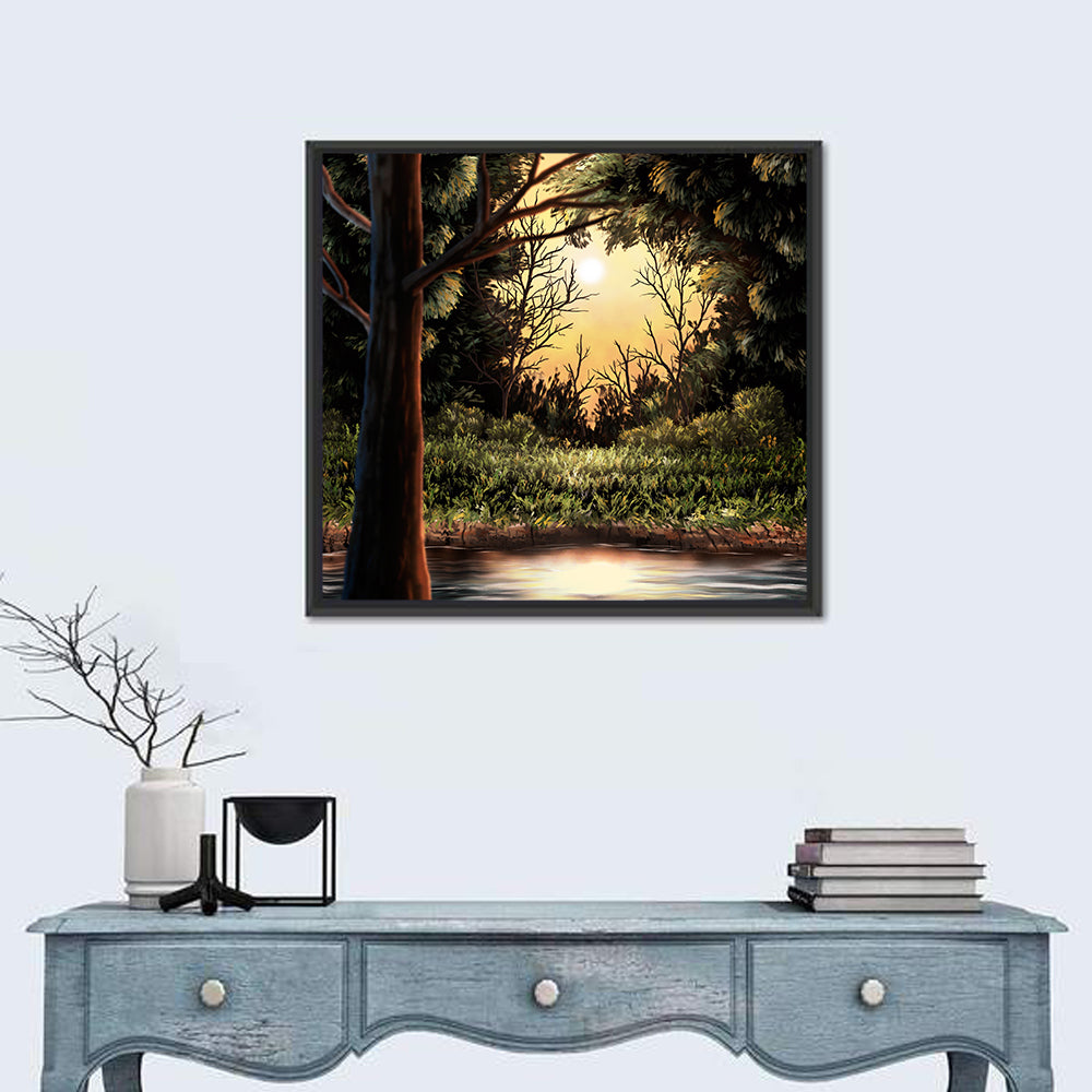 Golden Hour Lake in the Woods Wall Art