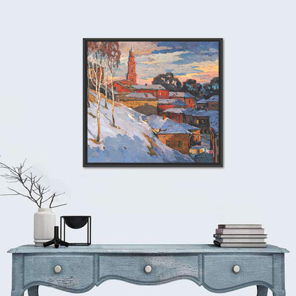 Winter Cityscape at Sunset Wall Art