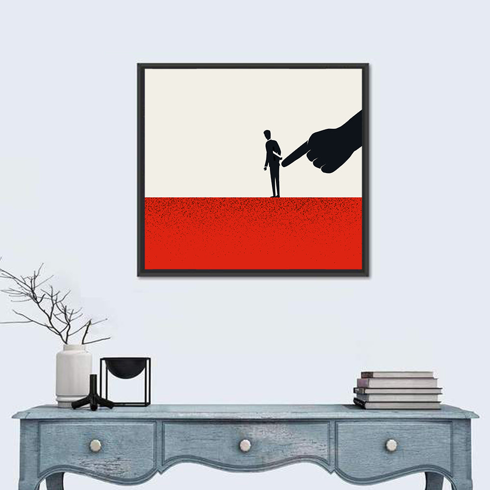 Giant Hand Pointing at Man Wall Art