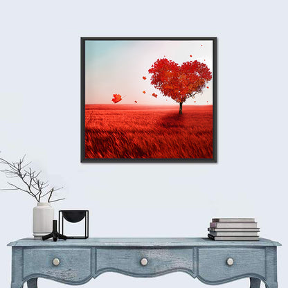 Heart-shaped Tree in Red Field Wall Art