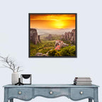 Roussanou Monastery Sunset, Meteora Wall Art
