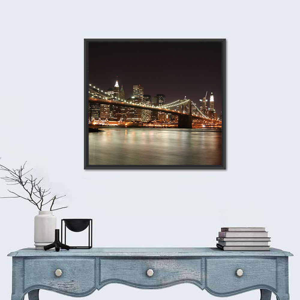 Brooklyn Bridge Night Skyline Wall Art