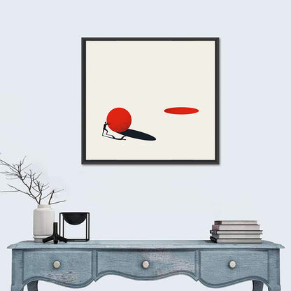 Man Pushing Sphere Wall Art