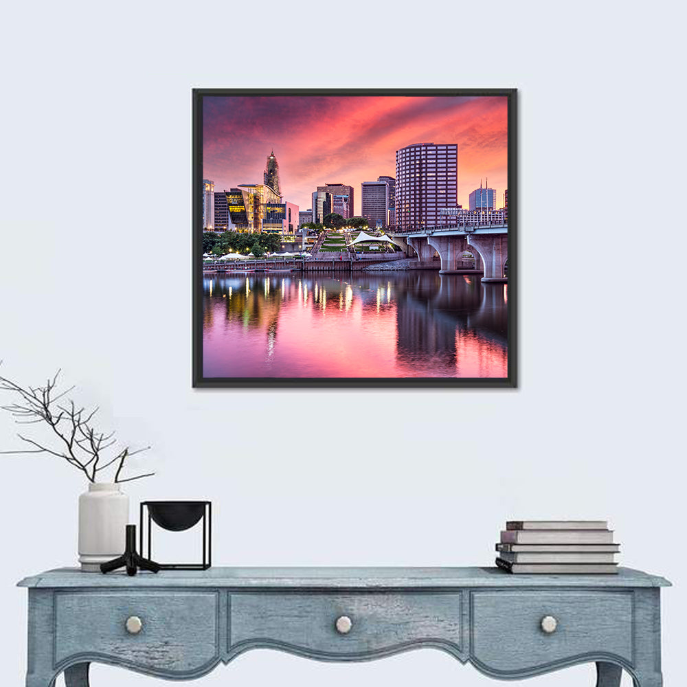 Hartford Skyline at Sunset Wall Art