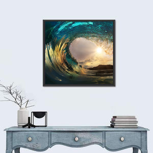 Ocean Surfing Wave Sunset Wall Art