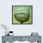 Surreal Tree Basin with Water Lilies Wall Art