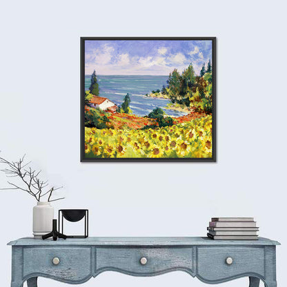 Sunflower Coastal Landscape Wall Art