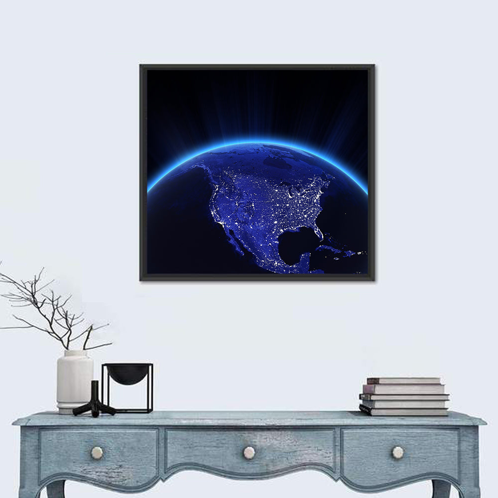 USA City Lights At Night Wall Art