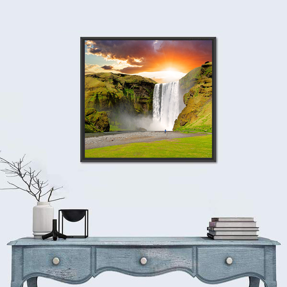 Skógafoss at Sunset, Iceland Wall Art
