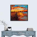 Golden Sunset Over Lake Wall Art