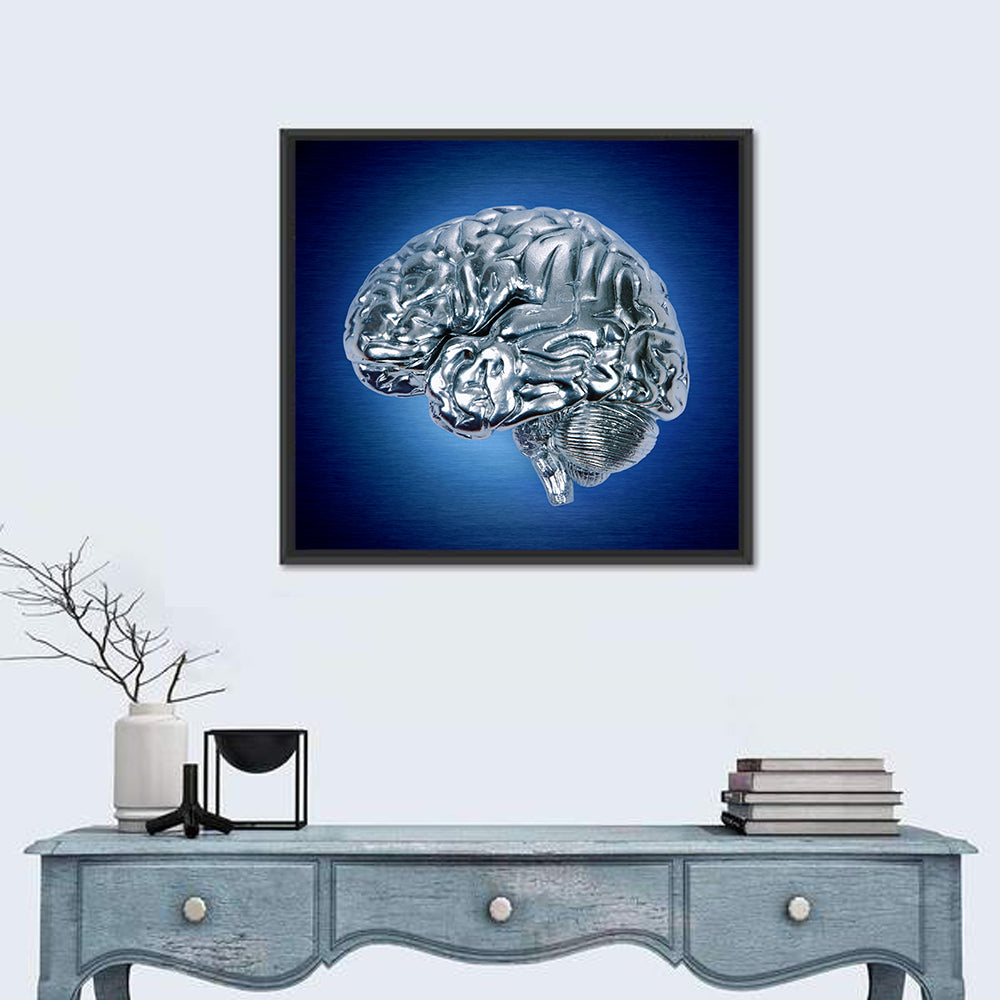 Chrome Brain Side Profile Wall Art