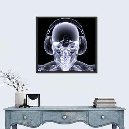 X-ray Skull with Headphones Wall Art