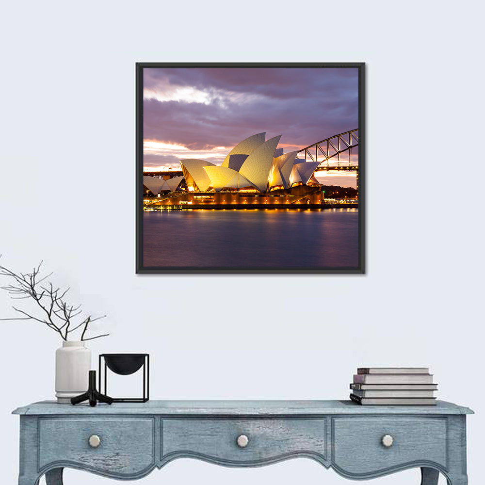 Sydney Opera House at Dusk with Harbour Bridge Wall Art