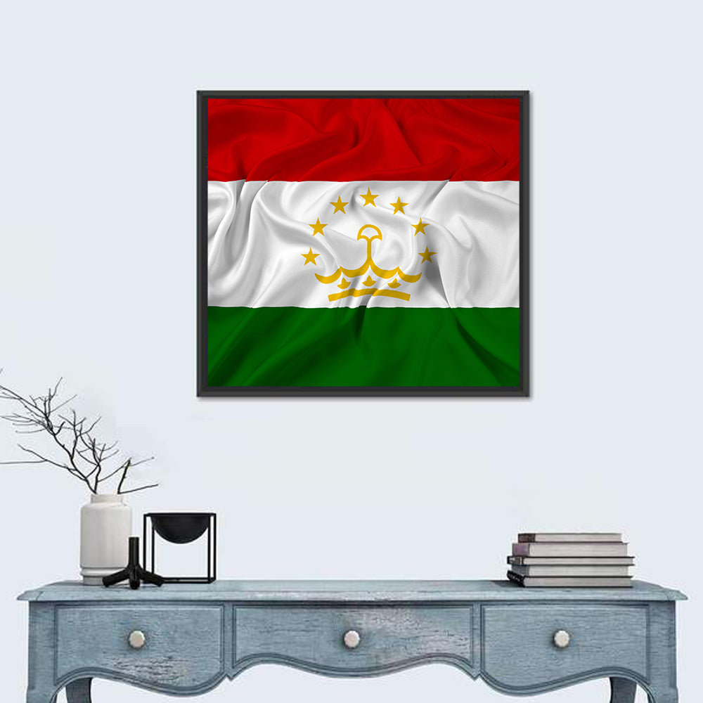 Tajikistan Flag with Crown Emblem Wall Art