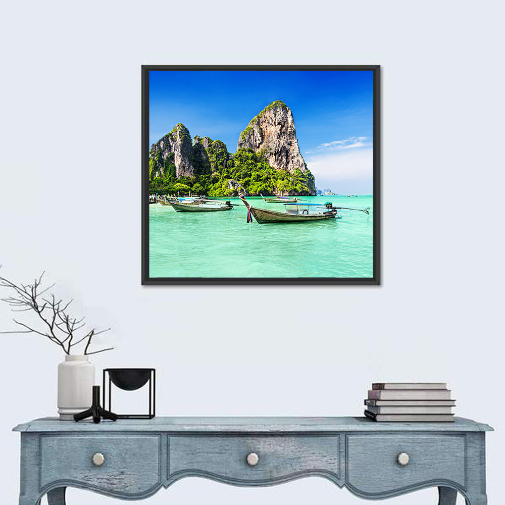 Railay Beach Long-tail Boats Wall Art