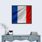 French Flag Tricolor with Folded Texture Wall Art