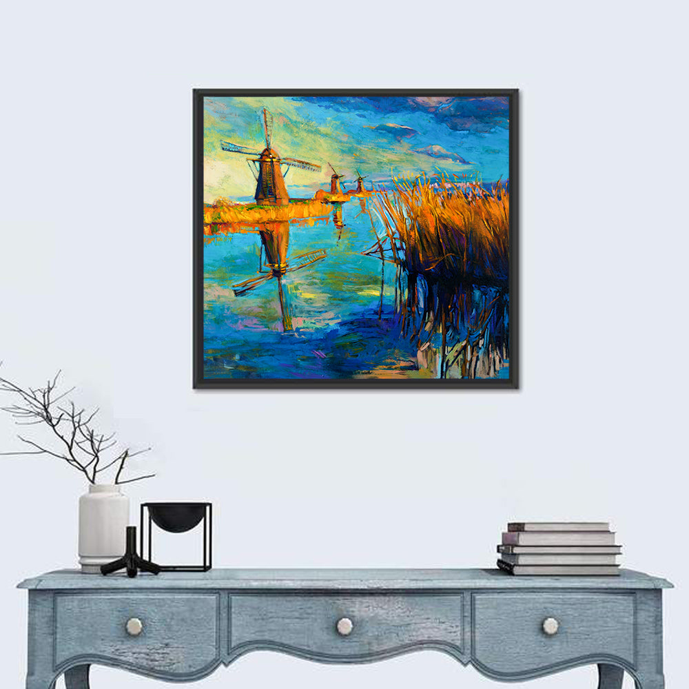 Windmills by the Lake Wall Art