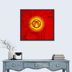 Kyrgyzstan Flag with Tunduk Emblem Canvas Wall Art