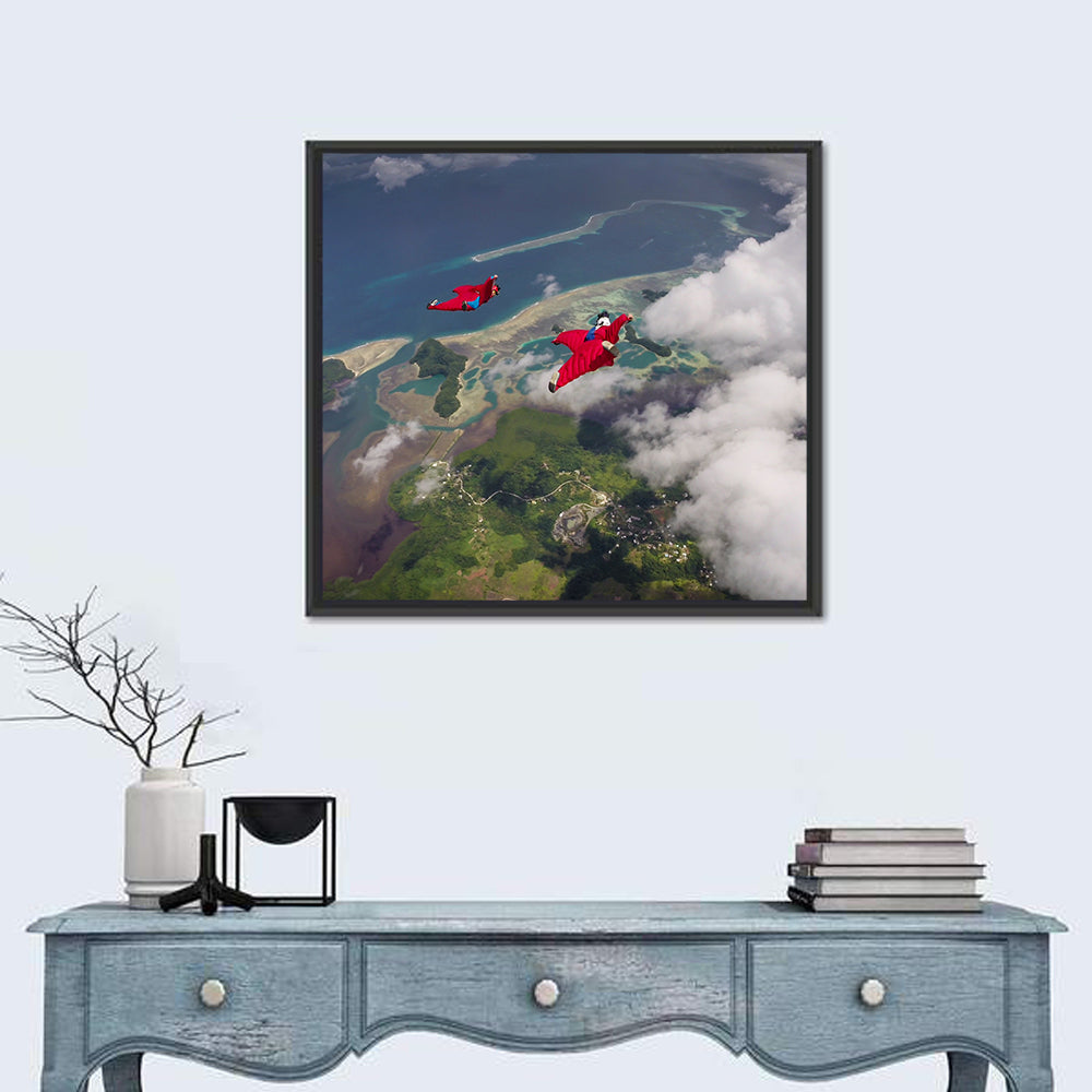 Wingsuit Duo Over Palau Coast Wall Art