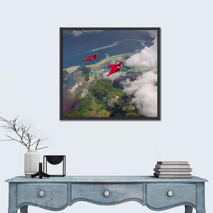 Wingsuit Duo Over Palau Coast Wall Art